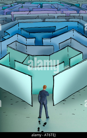 Businessman entering maze Stock Photo