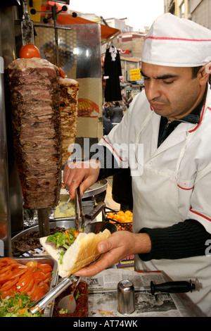 Turkish kebab stand in Istanbul, Turkey. Stock Photo