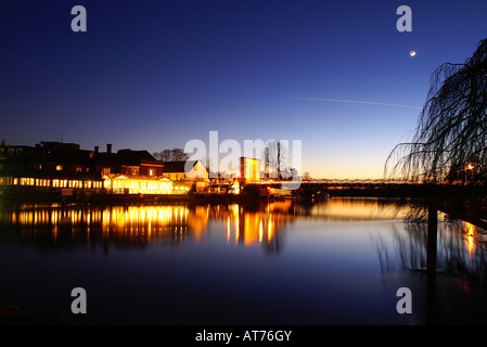 Marlow Bridge and the River Thames  at Sunset Stock Photo