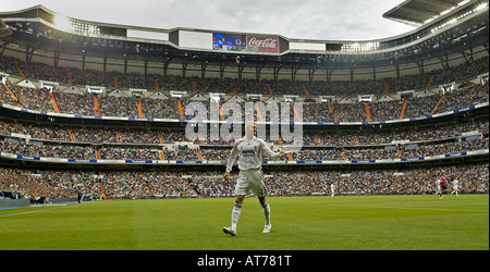 Real Madrid's David Beckham of England walks during a soccer match at the Santiago Bernabeu stadium in Madrid Stock Photo