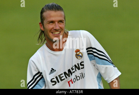 Real Madrid soccer player David Beckham of England attends a team's training session in Madrid, Spain Stock Photo