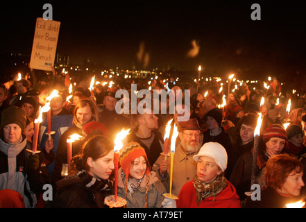 2500 people demonstrated with a march against the building of a new brigde in Dresden Stock Photo