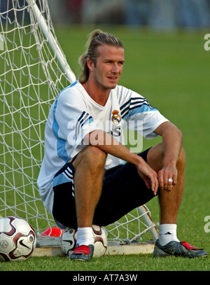 Real Madrid soccer player David Beckham of England attends a team's training session in Madrid, Spain Stock Photo