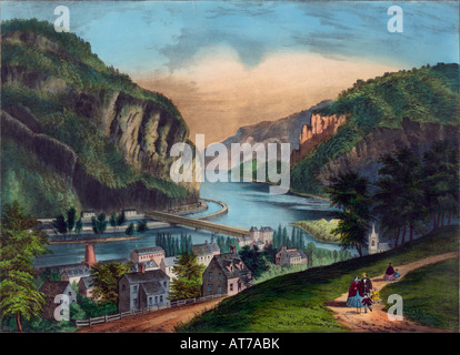 View of Harpers Ferry Va from the Potomac side Stock Photo