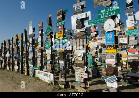 Signpost forest Stock Photo