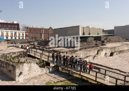 Plaza Templo Mayor o Plaza de las Tres Culturas (Plaza of the Three Cultures) in Mexico City DF Stock Photo