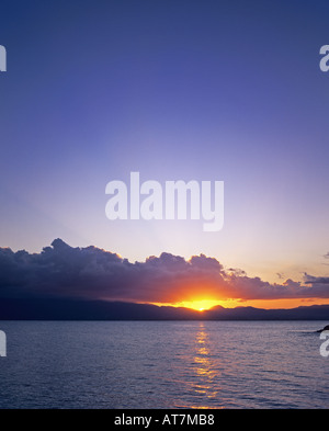 Caribbean sea with sunset over Petite-Terre, Guadeloupe, French West Indies Stock Photo