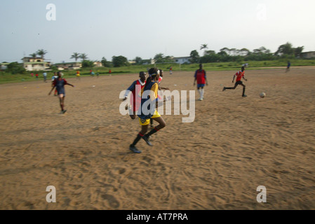 In Lagos many young football talent wants to join the organisation CATS. Their goal is to reach the national football team Stock Photo