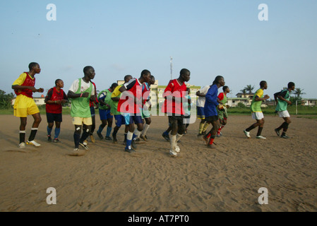 In Lagos many young football talent wants to join the organisation CATS. Their goal is to reach the national football team Stock Photo