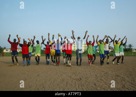 In Lagos many young football talent wants to join the organisation CATS. Their goal is to reach the national football team Stock Photo