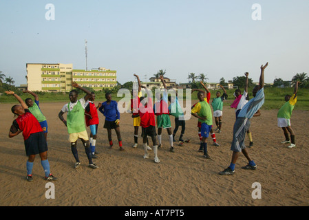 In Lagos many young football talent wants to join the organisation CATS. Their goal is to reach the national football team Stock Photo