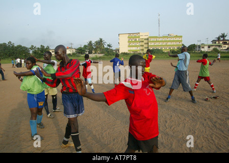 In Lagos many young football talent wants to join the organisation CATS. Their goal is to reach the national football team Stock Photo