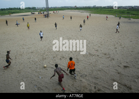 In Lagos many young football talent wants to join the organisation CATS. Their goal is to reach the national football team Stock Photo