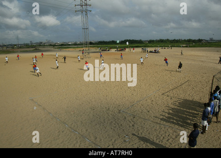 In Lagos many young football talent wants to join the organisation CATS. Their goal is to reach the national football team Stock Photo