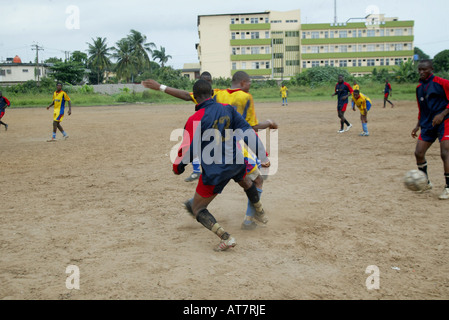 In Lagos many young football talent wants to join the organisation CATS. Their goal is to reach the national football team Stock Photo