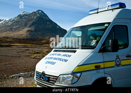 A Royal Air Force Mercedes Benz Sprinter 416 CDI mountain rescue van in Glen Coe, Lochaber, Scotland. Stock Photo