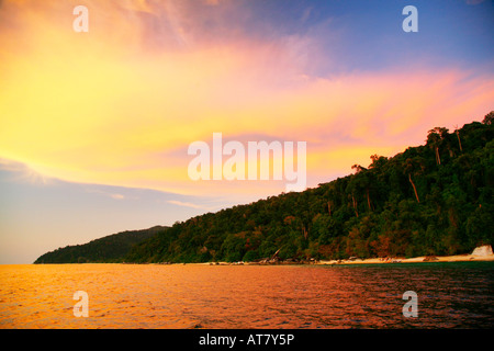 Sunset, Andaman Sea and Straights of Malacca, Thailand Stock Photo