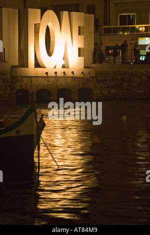 Love Sculpture Spinola Bay Malta Stock Photo