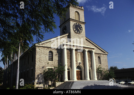 Kawaiahao Church, built of coral blocks, downtown Honolulu, scene of many weddings Stock Photo