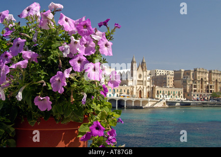 Our Lady of Mount Carmel church Balluta Bay Malta Stock Photo