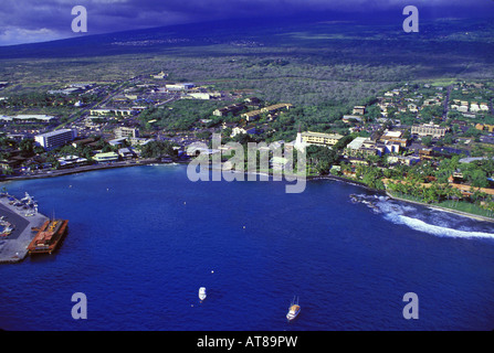 Aerial of Kailua Kona, Big Island of Hawaii Stock Photo