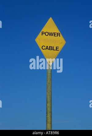 Power Cable Warning Sign in the uk Stock Photo