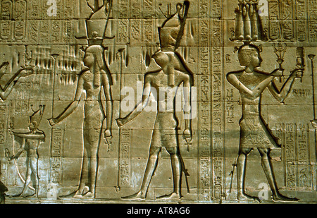 Dendera Egypt Reliefs On Hathor Temple Stock Photo