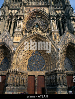 Reims France Reims Cathedral West Front Detail Stock Photo