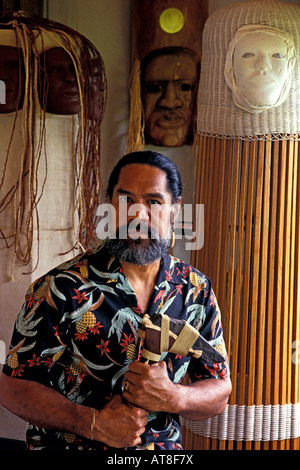 Rocky Jensen, Hawaiian artist and craftsman. Stock Photo