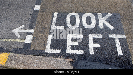 'Look Left' ^Road-sign ^directing ^arrow Stock Photo
