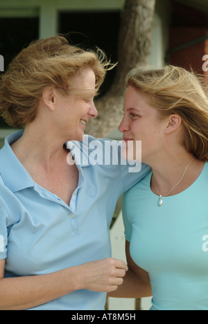 Mother and daughter having a close talk Stock Photo