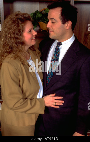 Married couple ages 32 and 33 having a romantic moment . St Paul Minnesota MN USA Stock Photo