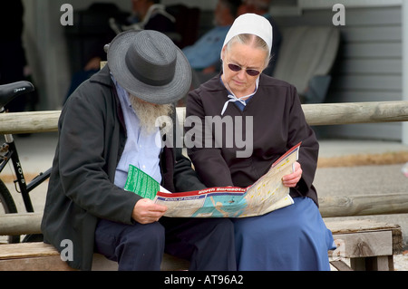 Amish activities at their winter quarters at Pinecraft Village Sarasota Florida Stock Photo