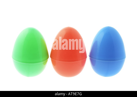 Plastic Easter Eggs on White Background Stock Photo