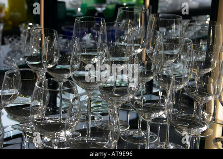 Riedel glasses in shop in Kufstein Stock Photo