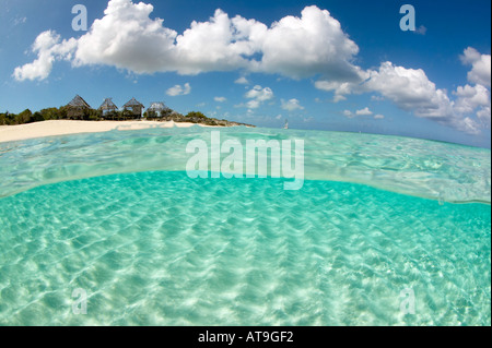 Under over image in Northwest Point shallows Provo Turks Caicos Islands Stock Photo