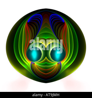 Abstract fractal image resembling a glowing alien happy face Stock Photo