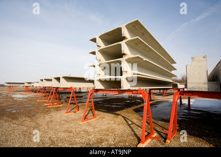 Inventory and storage of prefabricated concrete construction elements , Finland Stock Photo