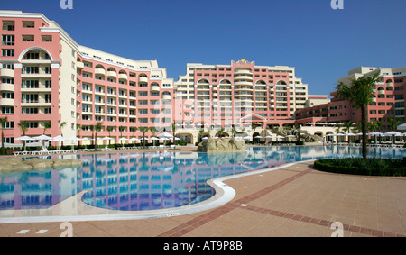 Sunny Beach Bulgaria Majestic Hotel black sea coast site traditional modern style architecture design shore seaside resort sand Stock Photo