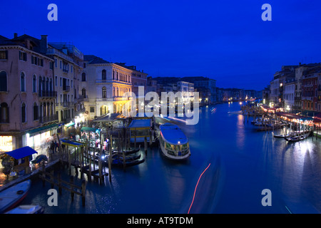 Classic view from the Rialto Bridge of the Grand Canal with gondolas in ...