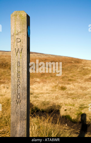Bleaklow sign post in on The Pennine Way in The Peak District Stock Photo