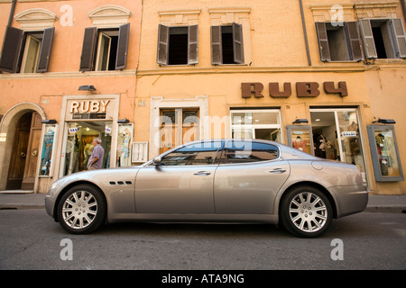 Parked Maserati, Via Frattina, Rome Stock Photo