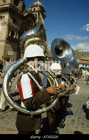 Native Quechua Indian playing the panpipes and drum in Cuzco, Peru ...