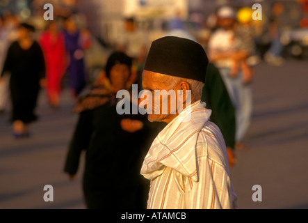 1, one, Moroccan man, Moroccan, man, adult man, mature man, elderly man, Djemaa el-Fna, Marrakech, Marrakech Province, Morocco, Africa Stock Photo