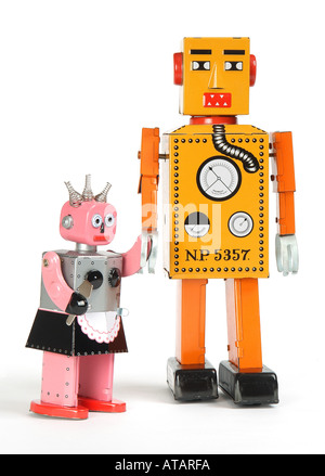 mechanical tinplate toy robots Stock Photo