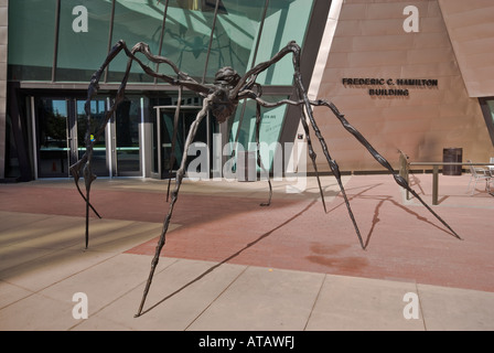Spider Sculpture by Louise Bourgeois in front of Denver Art Museum, designed by Daniel Libeskind, Denver, Colorado, USA Stock Photo