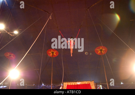 Flying trapeze artist Walker Brothers Circus Stock Photo