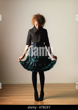 Pretty woman in dress portrait Stock Photo
