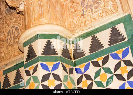 Granada Spain Tile and stucco decoration in La Alhambra Stock Photo