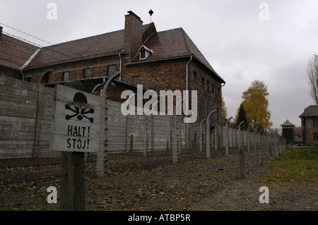 Death zone in the Auschwitz-Birkenau Former Nazi German Concentration Camp Stock Photo